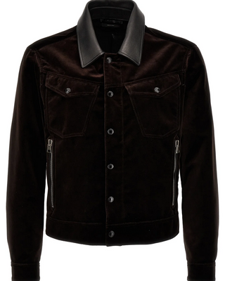 Tom Ford Mens Single-Breasted Velvet Jacket in Dark Brown