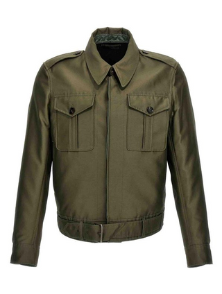 Tom Ford Mens Faille Jacket in Green