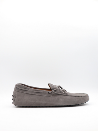 Tods Mens Grey Suede Laccetto Gommino Driver Shoe