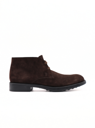 Tods Mens Brown Suede Lace Up Heel Ankle Boot Shoe