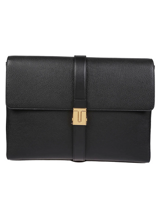 Tom Ford Mens T-Buckled Briefcase in Black