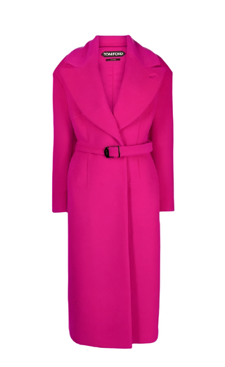 Tom Ford Womens Faux Fur Belted Coat In Pink