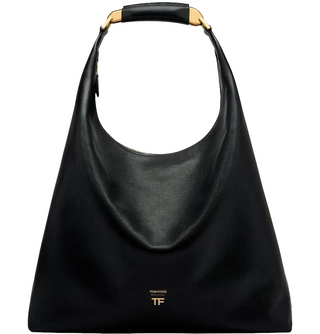 Tom Ford Womens Grain Leather large Hobo Bag In Black