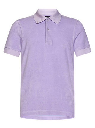 Tom Ford Mens Terry Cloth Lilac Short Sleeve Polo