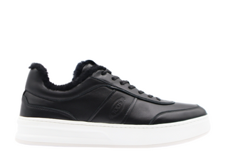 Tods Mens Black Lace Up Sneaker Shoe with Inner Fur