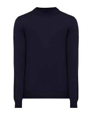 Brunello Cucinelli Mens Cashmere and Wool Mock Neck Navy Sweater