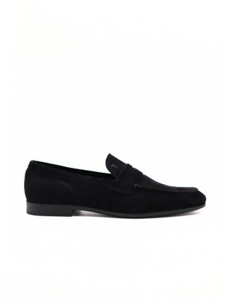 Tods Mens Black Suede Penny Moccasin Loafer Shoe