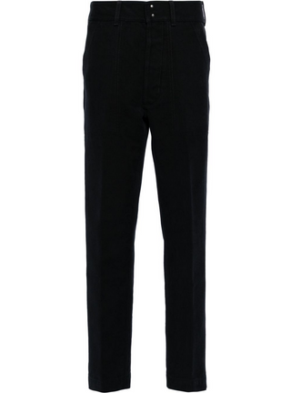 Tom Ford Mens Straight Leg Cotton Trousers in Black