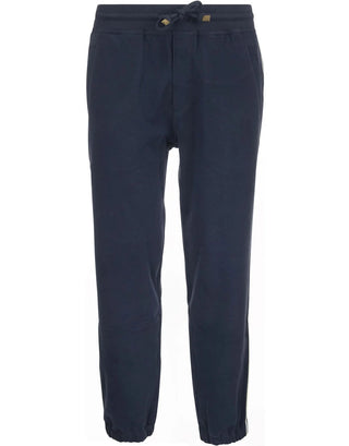 Brunello Cucinelli Mens Drawstring Slim-Cut Track Pants in Navy