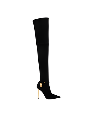 Tom Ford Womens High Heel Over the Knee Suede Black Boots