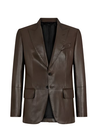 Tom Ford Mens Shiny Nappa Plonge Sartorial Blazer in Brown