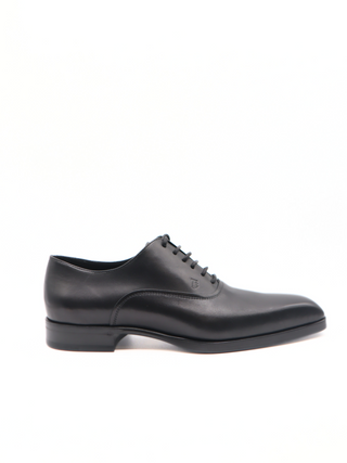 Tods Mens Black Structured Lace Up Dress Shoe