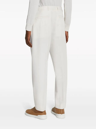 Zegna Mens Front Pleat Trousers In White