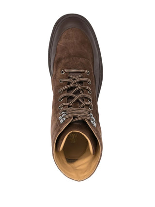 Brunello Cucinelli Mens Lace-Up Boots in Dark Brown