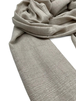 Brunello Cucinelli Cashmere Silk Beige Pink Sand Metallic Blend Women's Scarf