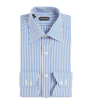 Tom Ford Men’s 100% Cotton Light Blue Striped Button Down Dress Shirt