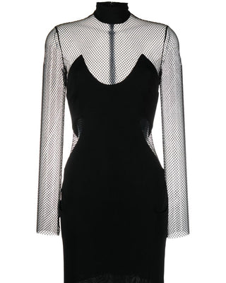 Tom Ford Womens Illusion Mesh-Panel Dress In Black