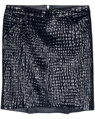 Tom Ford Womens Croc Embossed Mini Skirt In Black