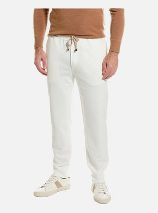 Brunello Cucinelli Mens Off White Cotton Sweatpants