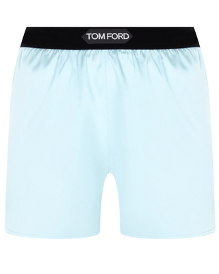 Tom Ford Womens Stretch Silk Satin Boxer Shorts In Light Blue