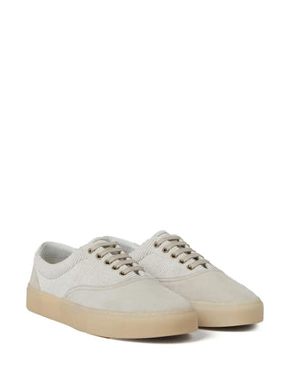 Brunello Cucinelli Suede and Corduroy Lace-Up Low-Top Sneakers with Gum Sole