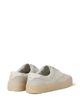 Brunello Cucinelli Suede and Corduroy Lace-Up Low-Top Sneakers with Gum Sole