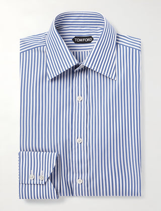 Tom Ford Men’s 100% Cotton Light Blue Striped Button Down Dress Shirt