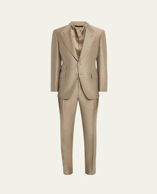 Tom Ford Mens Dark Beige 50% Wool, 40% Mohair & 10% Silk Shelton Suit