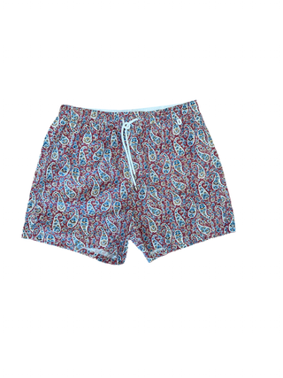 Isaia Mens Pink Multicolored Floral Paisley Pattern Swim Trunks