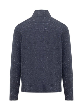 Brunello Cucinelli Mens Zip-Up Long Sleeved Cardigan in Blue