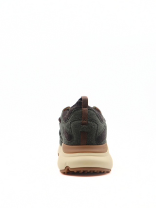 Tods Mens Green Black Brown Felt Lace Up Sport Sneaker Shoe