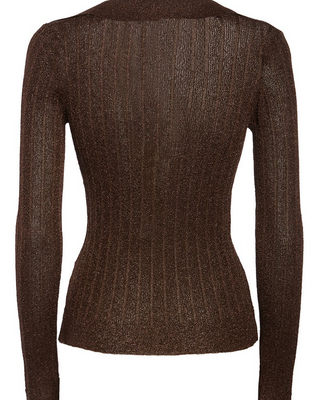Tom Ford Womens Long Sleeve Lurex Knit Blouse In Brown