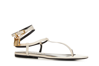 Tom Ford Womens Leather Flat Sandals In White