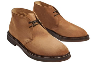 Brunello Cucinelli Mens Suede Lace Up Boots in Light Brown