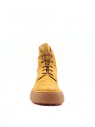 Tods Mens Mustard Yellow Orange Suede Lace Up Boot Shoe