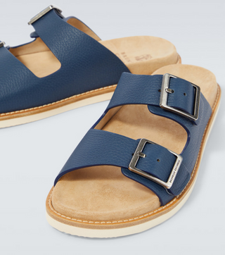 Brunello Cucinelli Mens Urban Leather Sandals In Blue
