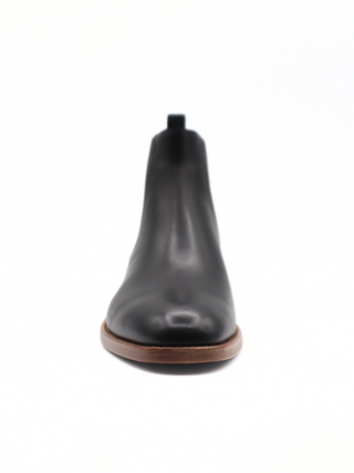 Tods Mens Black Leather Ankle Boot with Wooden Sole
