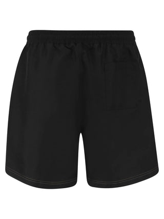 Brunello Cucinelli Mens Logo Embroidered Swim Trunks in Black
