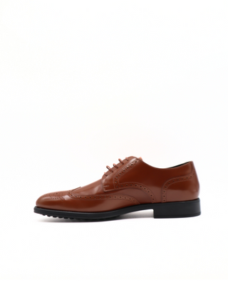 Tods Mens Brown Leather Derby Moccassin Lace Up Dress Shoe