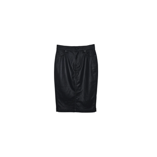 Tom Ford Coated Twill Straight Midi Skirt with Pockets Black