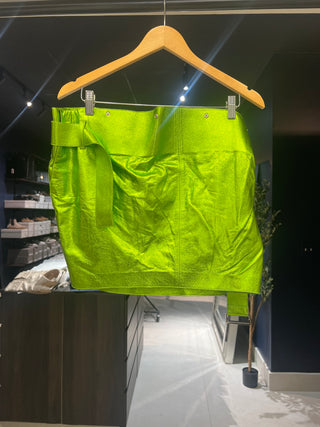 Tom Ford Archive Womens Bright Chartreuse/Green Lamb Leather Skirt