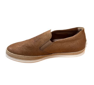 TODS MENS Brown Embroidered Espadrilles