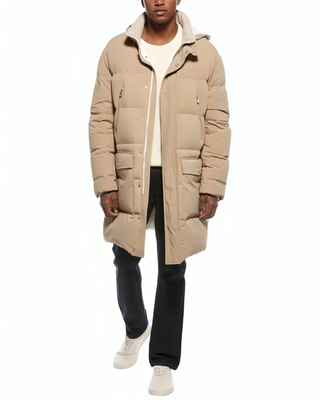 Brunello Cucinelli Men’s Beige Zip-Up Padded Down Parka Coat