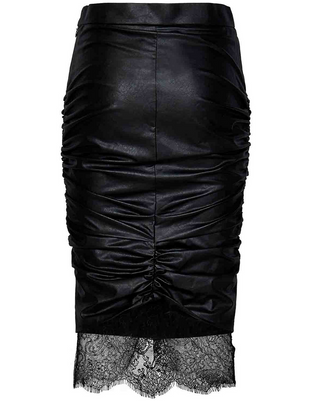 Tom Ford Womens Ruched Black Eco-Leather Midi Skirt