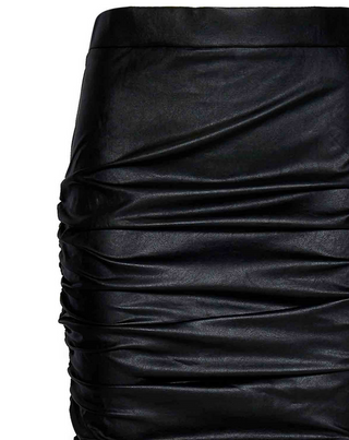 Tom Ford Womens Ruched Black Eco-Leather Midi Skirt