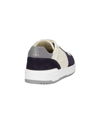 Brunello Cucinelli Mens White & Navy Sneakers