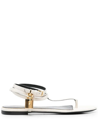 Tom Ford Womens Leather Flat Sandals In White