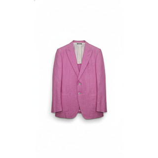 Tom Ford Tom Ford Textured Linen Silk Two-Button Blazer Pink