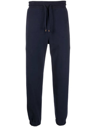 Brunello Cucinelli Mens Drawstring Slim-Cut Track Pants in Navy