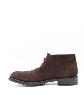 Tods Mens Brown Suede Lace Up Heel Ankle Boot Shoe